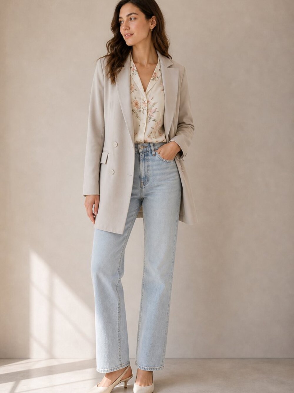 Rachel Zoe Women’s Tan Double-Breasted Blazer, Size S. 100% Polyester